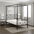 Lone Metal Canopy Bed Twin Size- Square Posts- Platform Base- Modern Black