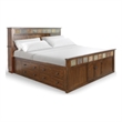 Odell King Size Bed w Storage Footboard- Bookcase Headboard- Brown