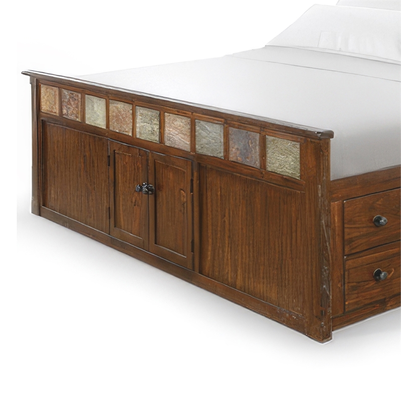 Odell King Size Bed w Storage Footboard- Bookcase Headboard- Brown