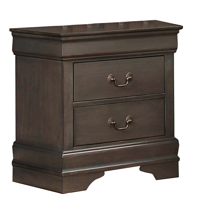 Fy Four Piece California King Bedroom Set- Brass Metal Handles- Stained Gray