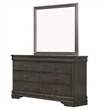 Fy Four Piece California King Bedroom Set- Brass Metal Handles- Stained Gray