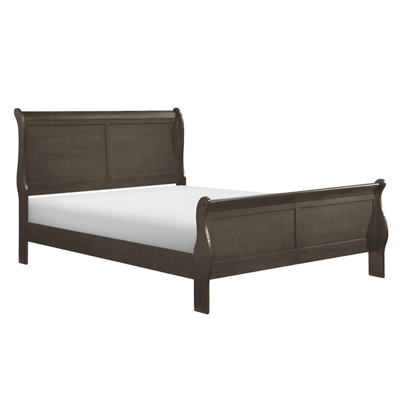 Fy Three Piece Full Size Bedroom Set- Modern Brass Metal Handles- Stained Gray