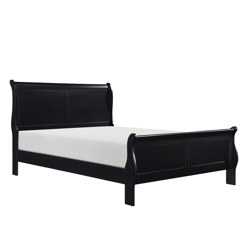 Fy Four Piece Queen Size Bedroom Set- Antique Nickel Metal Handles- Black