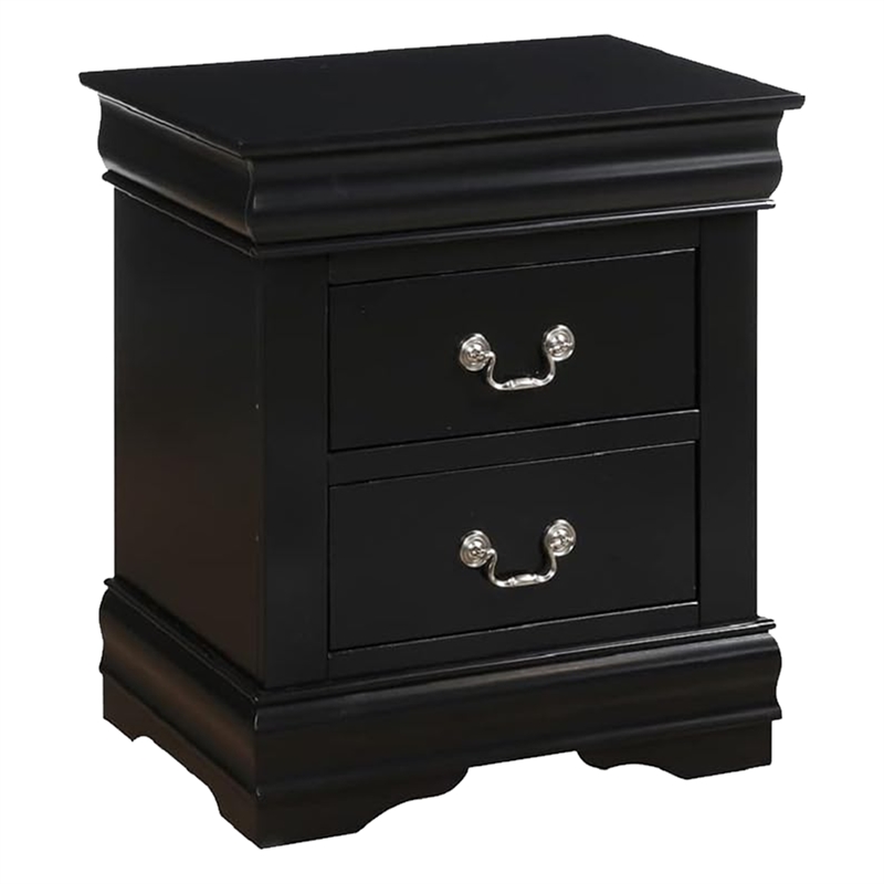 Fy Four Piece Queen Size Bedroom Set- Antique Nickel Metal Handles- Black
