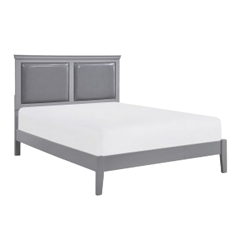 Balli 4 Piece Queen Size Bedroom Set- Faux Leather Panel Padding- Gray