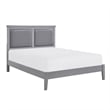 Balli 4 Piece Queen Size Bedroom Set- Faux Leather Panel Padding- Gray