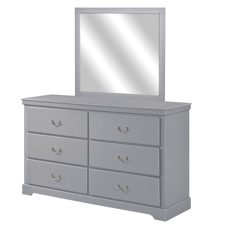 Balli 4 Piece Queen Size Bedroom Set- Faux Leather Panel Padding- Gray