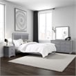 Balli 4 Piece Queen Size Bedroom Set- Faux Leather Panel Padding- Gray