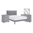 Balli 4 Piece Queen Size Bedroom Set- Faux Leather Panel Padding- Gray