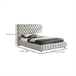 Goy Queen Size Bed- Low Profile- Button Tufted- Gray Fabric Upholstery
