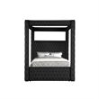 Beli Queen Size Canopy Bed- Tufted Design- Black Velvet Upholstery