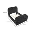 Kery King Bed w Lift TV Stand- LED Fireplace- Black Velvet Upholstery