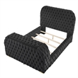 Kery Queen Bed- Lift TV Stand- LED Fireplace- Black Velvet Upholstery