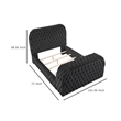 Kery Queen Bed- Lift TV Stand- LED Fireplace- Black Velvet Upholstery