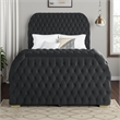 Kery Queen Bed- Lift TV Stand- LED Fireplace- Black Velvet Upholstery