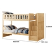 Catherine Twin over Twin Bunk Bed- Storage Step- Natural Brown- Solid Wood