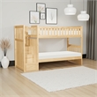 Catherine Twin over Twin Bunk Bed- Storage Step- Natural Brown- Solid Wood