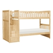 Catherine Twin over Twin Bunk Bed- Storage Step- Natural Brown- Solid Wood