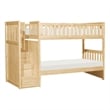 Catherine Twin over Twin Bunk Bed- Storage Step- Natural Brown- Solid Wood