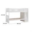 Catherine Twin over Twin Bunk Bed- Storage Step- White Veneer- Solid Wood
