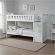 Catherine Twin over Twin Bunk Bed- Storage Step- White Veneer- Solid Wood