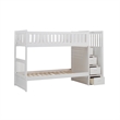 Catherine Twin over Twin Bunk Bed- Storage Step- White Veneer- Solid Wood