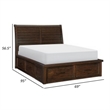 Daisy Queen Platform Bed- 6 Storage Drawers- Metal Handles- Brown Wood