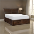 Daisy Queen Platform Bed- 6 Storage Drawers- Metal Handles- Brown Wood