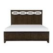 Gia Queen Bed- X Shaped Panel Accents on The Headboard- Dark Brown Wood