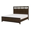 Gia Queen Bed- X Shaped Panel Accents on The Headboard- Dark Brown Wood