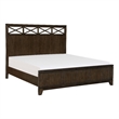 Gia Queen Bed- X Shaped Panel Accents on The Headboard- Dark Brown Wood