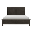 Candy Queen Bed- Farmhouse Embossed Accented Headboard- Charcoal Gray Wood