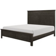 Candy Queen Bed- Farmhouse Embossed Accented Headboard- Charcoal Gray Wood