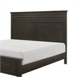 Candy Queen Bed- Farmhouse Embossed Accented Headboard- Charcoal Gray Wood