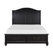 Vix Queen Size Platform Bed- Panel Arch Design- 2 Storage Drawers- Black