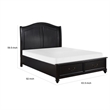 Vix Queen Size Platform Bed- Panel Arch Design- 2 Storage Drawers- Black
