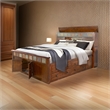 Odell Queen Size Bed w Storage Footboard- Bookcase Headboard- Brown