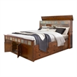 Odell Queen Size Bed w Storage Footboard- Bookcase Headboard- Brown