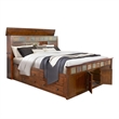 Odell Queen Size Bed w Storage Footboard- Bookcase Headboard- Brown