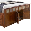 Odell Queen Size Bed w Storage Footboard- Bookcase Headboard- Brown