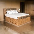 Marv Queen Size Bed- Storage Footboard Bookcase Headboard- Light Brown