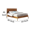 Amy Queen Size Platform Bed- Low Profile Frame- Panel Headboard- Brown