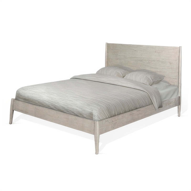 Amy King Size Platform Bed- Low Profile Frame- Panel Headboard- Gray