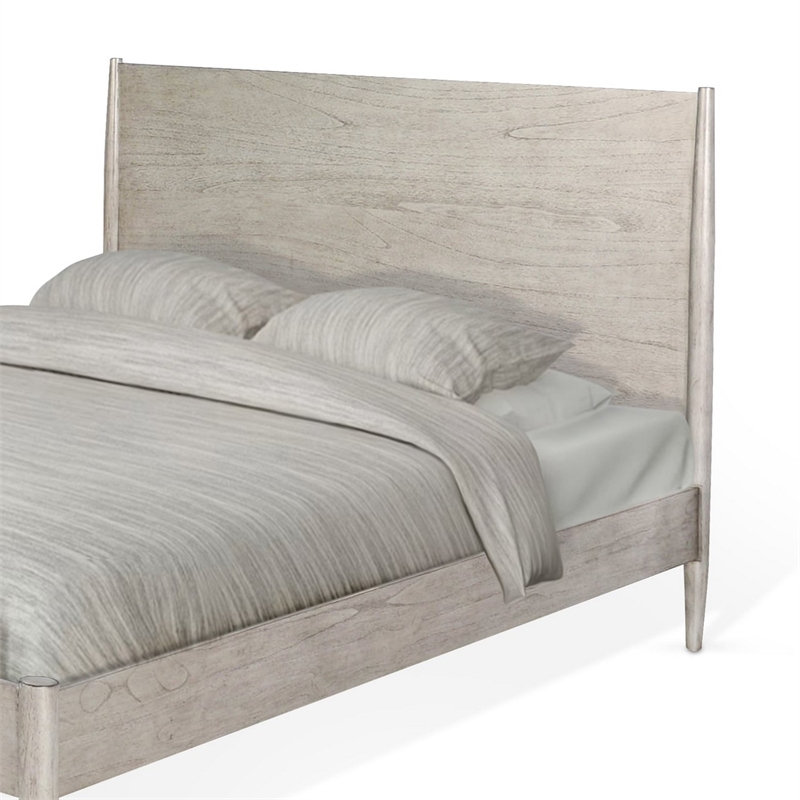 Amy Queen Size Platform Bed- Low Profile Frame- Panel Headboard- Brown