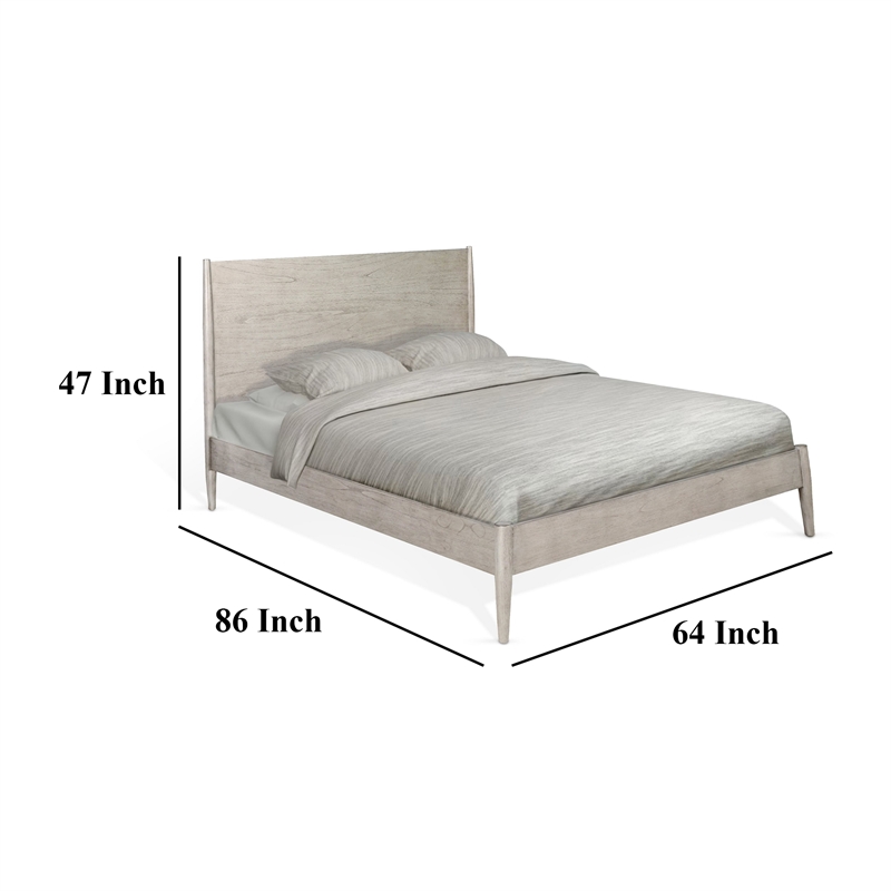 Amy Queen Size Platform Bed- Low Profile Frame- Panel Headboard- Brown