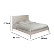 Amy Queen Size Platform Bed- Low Profile Frame- Panel Headboard- Brown