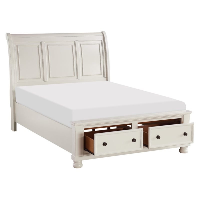 Ben Four Piece Queen Size Bedroom Set- Transitional Style- White- Bronze