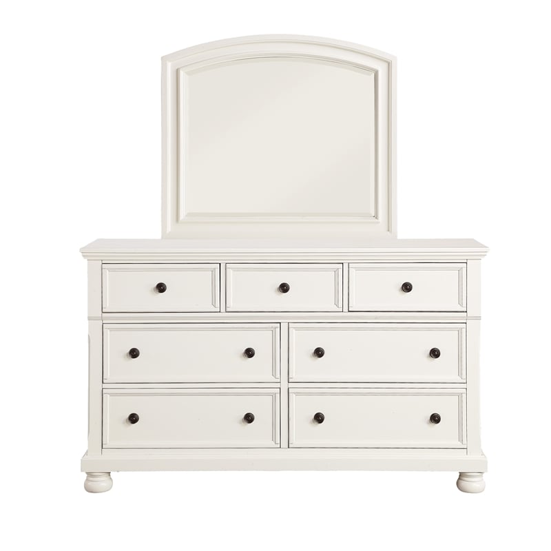 Ben Four Piece Queen Size Bedroom Set- Transitional Style- White- Bronze