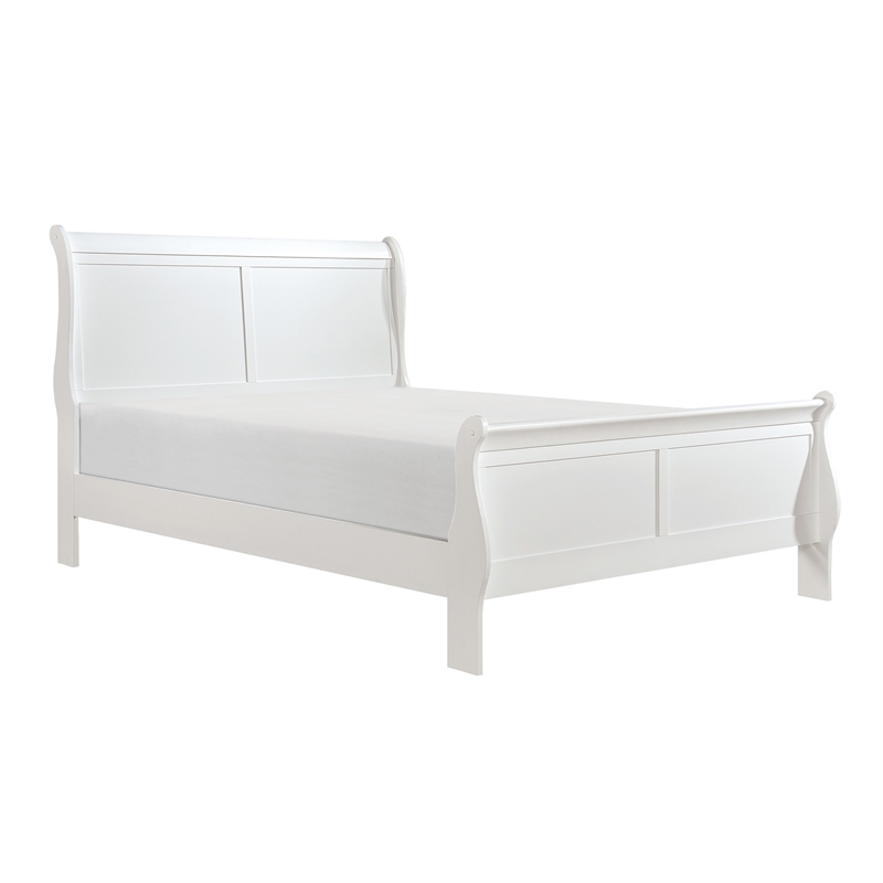 Fy Four Piece California King Size Bedroom Set- Brass Metal Handles- White Wood