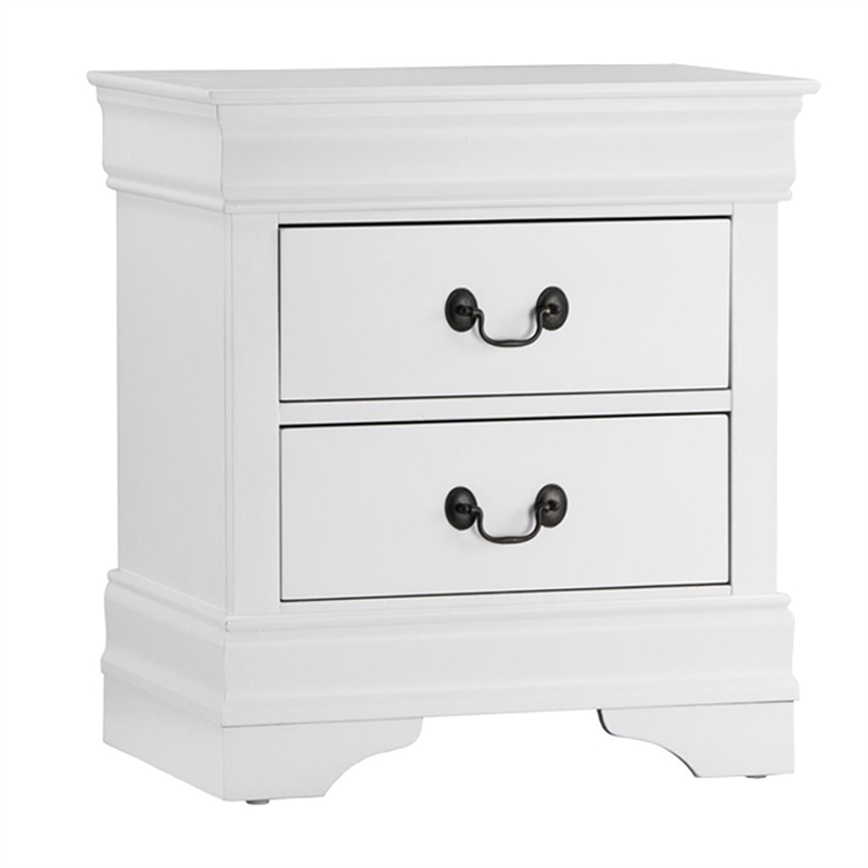 Fy Four Piece California King Size Bedroom Set- Brass Metal Handles- White Wood